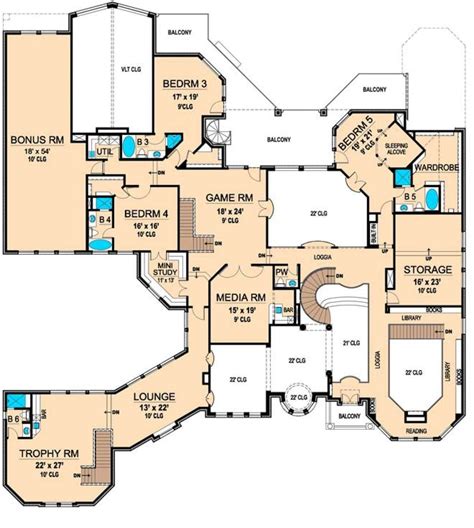 House Plan 5445 00143 Luxury Plan 12268 Square Feet 5 Bedrooms 7