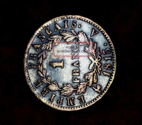 Rare French Silver Coin Napoleon Bonaparte 1 Franc 1813 A