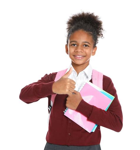 Happy African American Girl In School Uniform Stock Photo Image Of