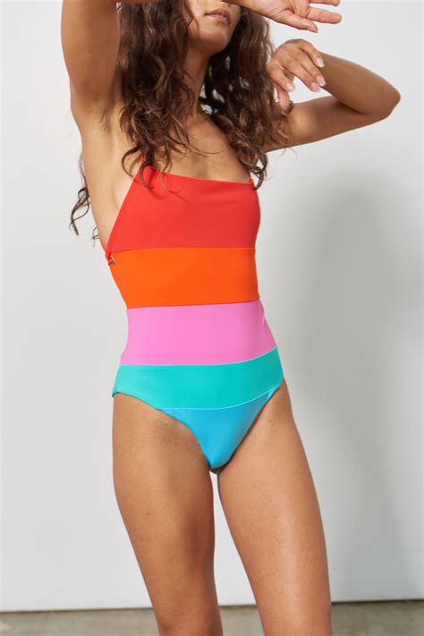 Mara Hoffman Olympia One Piece In Sunrise Colorblock Swimsuit Trends Swimsuits Womens