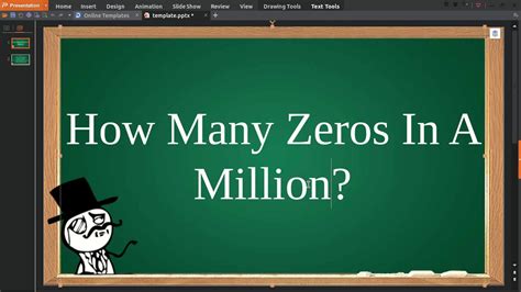 One million million, or 1012 (ten to the twelfth power), as defined on the short scale. How Many Zeros In A Million - YouTube