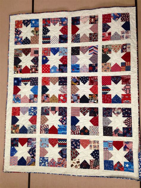 Patriotic Star Quilt Using 5 Square Scraps Easy Quilt Patterns