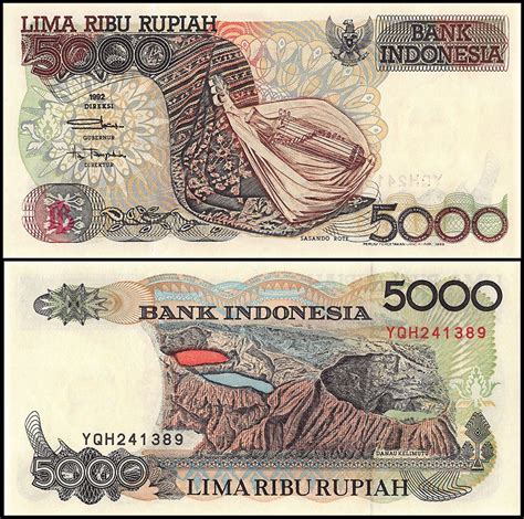 Indonesia 5000 Rupiah Banknote 1999 1992 P 130h Unc