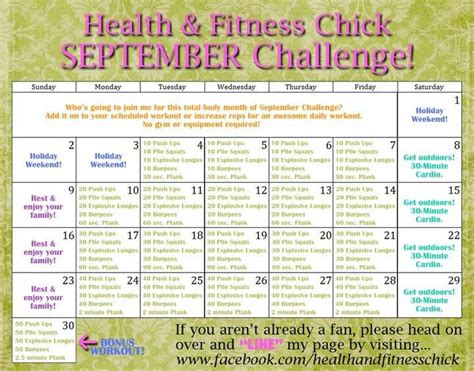 September Fitness Challenge Wellnessfitness Pinterest September