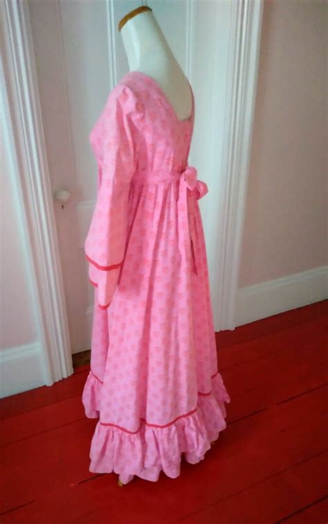 Laura Ashley Vintage 60s Prairie Dress Pink Floral Wa Gem
