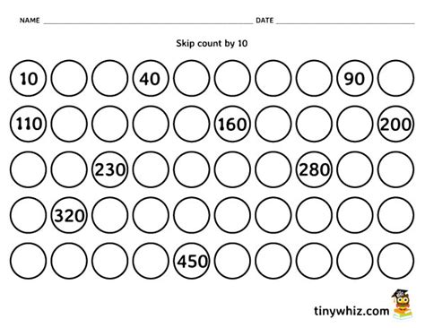 Free Printable Skip Counting By 10 Worksheet | Tiny Whiz