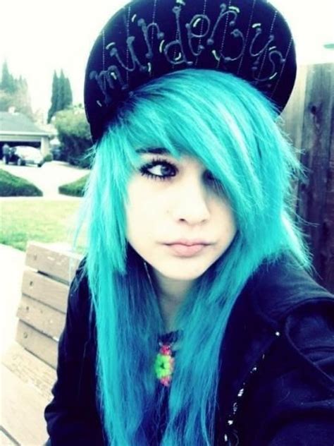 21 Best Blue Emo Hair Images On Pinterest Colourful Hair