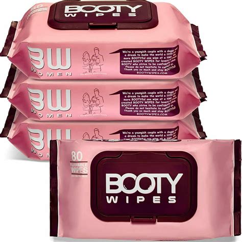 4pk Booty Wipes For Women Flushable Wet Wipes For Adults Ph Balanced 80ct Each
