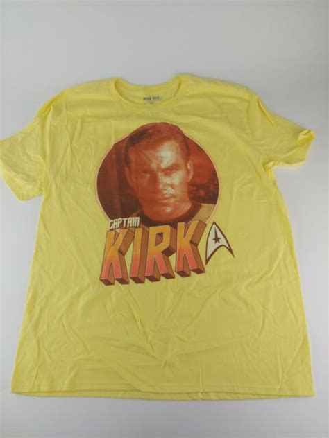 Star Trek Captain Kirk Mens T Shirt Yellow Cotton Size Extra Large Ebay