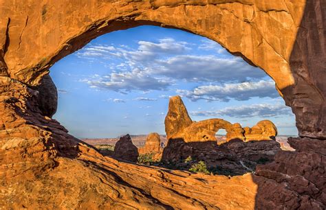 Sunrise Turret Arch Through North Window Arches National Park A