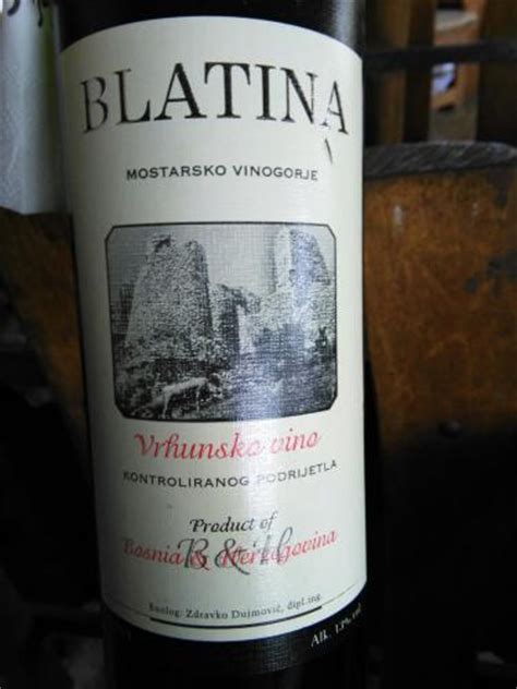 Blatina Vrhunsko Vino 2012 Wine Info