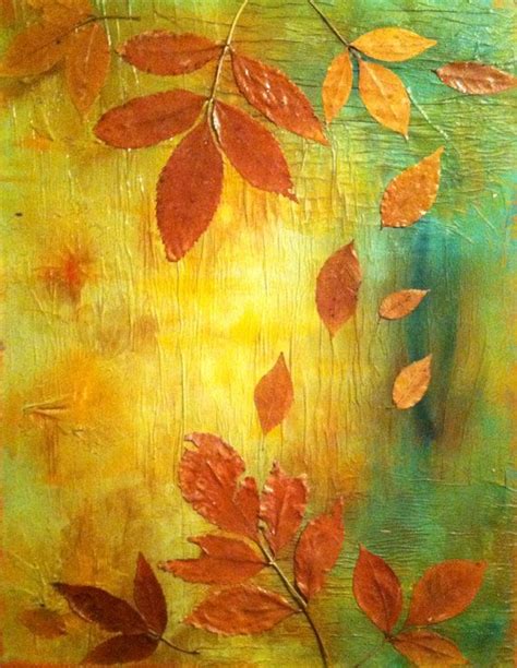 Original Mixed Media Textured Fall Leaf Painting On Etsy 10000