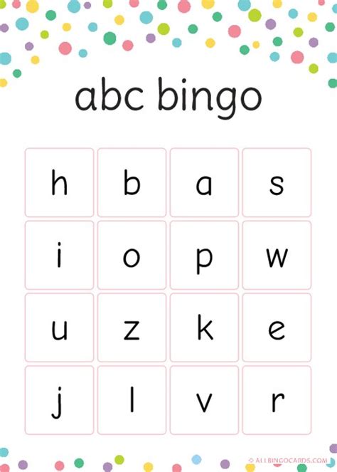 Lowercase Abc Bingo Cards Bingo Card Generator