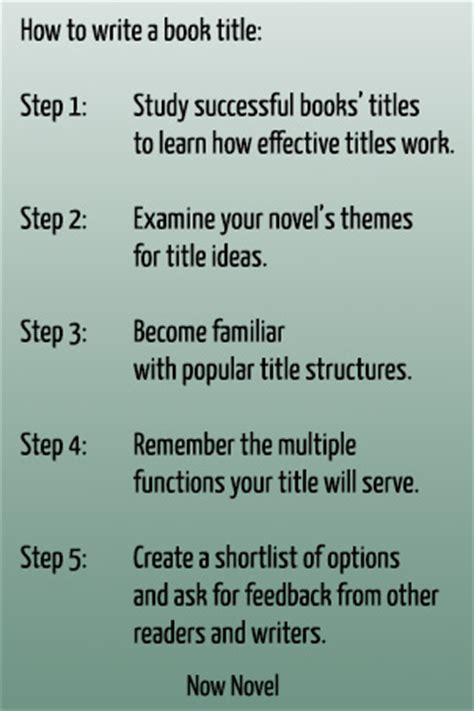 Select a manageable story project to complete in full. How to Write a Book Title: 5 Steps | Now Novel