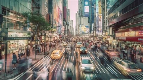 Premium Ai Image A Busy Street With A Busy Intersection And A Sign