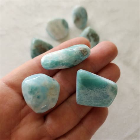 Larimar Blue Pectolite Tumble Stone Lovely Sunshine Crystals