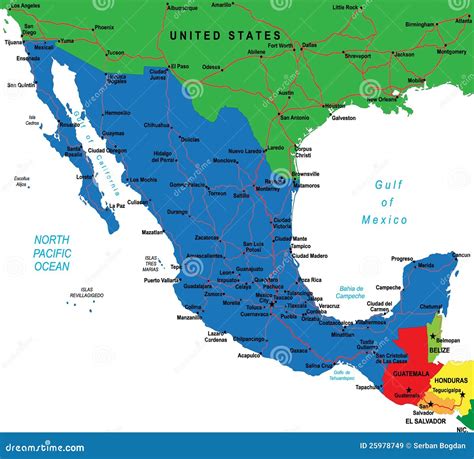 Mapa De Mexico Y Paises Colindantes Rela