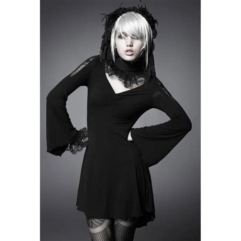 New Punk Rave Kera Sexy Goth Dress Shirt Top Black Lace Cotton Long