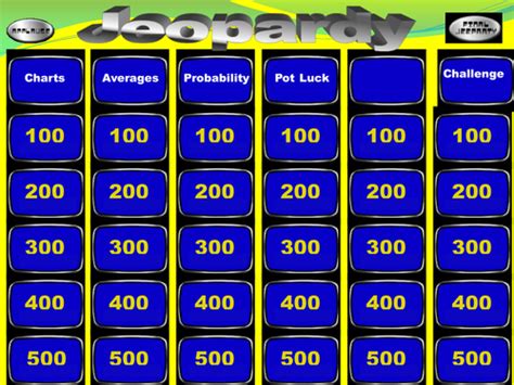 Jeopardy Math Games Topic Stats And Probability Teaching Resources