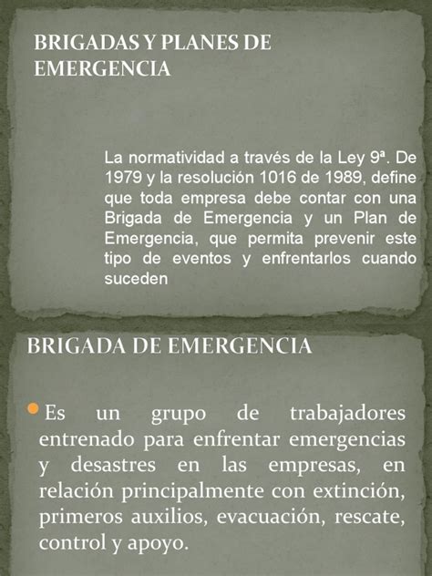 Brigadas Y Planes De Emergencia Pdf Primeros Auxilios Planificación