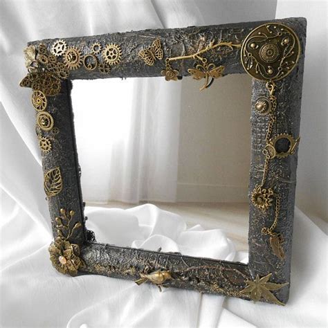 Steampunk Frame Mirror Mirror Square Wood Wall Mirror Etsy Wood