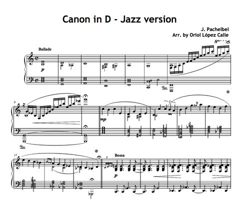 Canon in d is the name commonly given to a canon by the german baroque composer johann pachelbel in his canon and gigue for 3 violins and basso continuo. Canon in D (Pachelbel) Jazz Version for Piano Solo sheet music (.pdf) • My Sheet Music ...