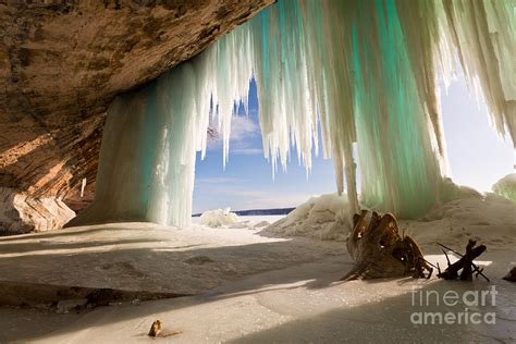 Cavern Behind Ice Curtains On Grand Island On Lake Superior Photograph