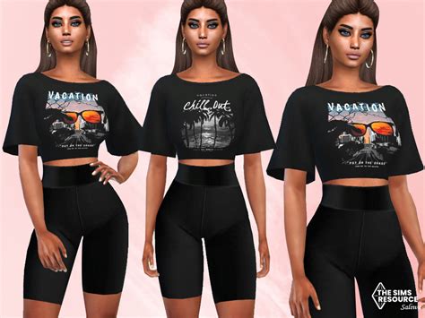The Sims Resource Short Sleeve Crop Tops