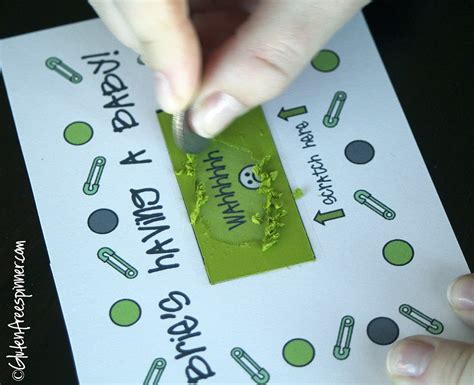Every gamepiece was a potential winner. Baby Shower Scratch Off Cards! Personalized
