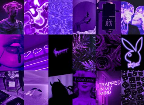 110 Pcs Boujee Purple Aesthetic Wall Collage Kit Neon Purple Etsy