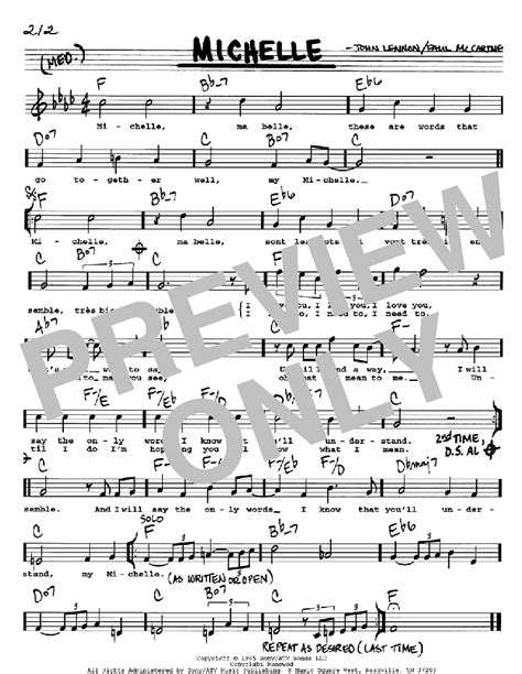 Michelle Sheet Music The Beatles Real Book Melody Lyrics And Chords