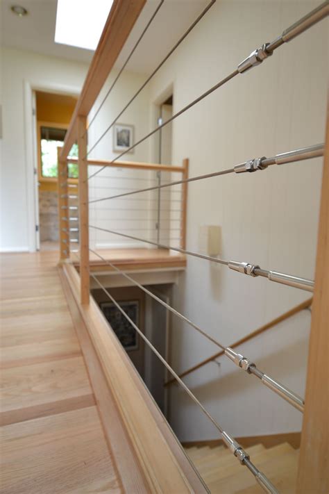 Light Wood With Cable Rail Cable Railing Interior Indoor Railing