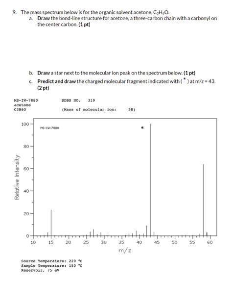 solved 9 the mass spectrum below is for the organic solvent