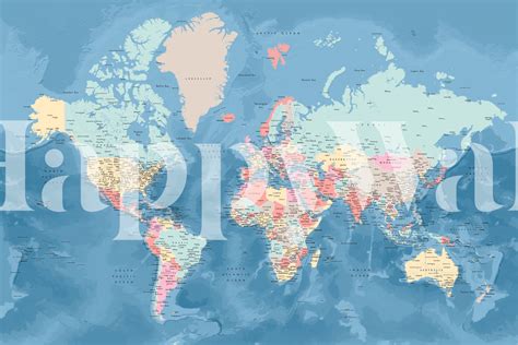 Detailed World Map Vickie Tapet Fototapet Happywall