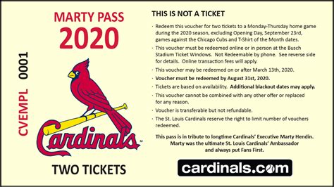Cardinals Ticket Vouchers St Louis Cardinals