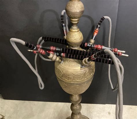 Huge Massive Middle Eastern Arabian Brass Hookah Pipe For Sale At 1stdibs Middle Eastern Pipe