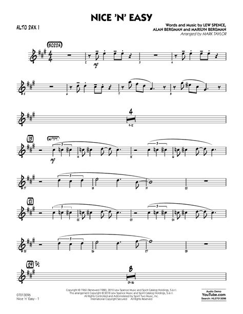 Nice N Easy Alto Sax 1 Sheet Music Mark Taylor Jazz Ensemble