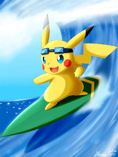 Surfing Pikachu By Akamihara On Deviantart Pikachu Drawing Cute