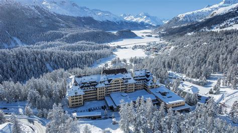 Zima Lasy Suvretta House Dolina Engadine Hotel Góry Szwajcaria