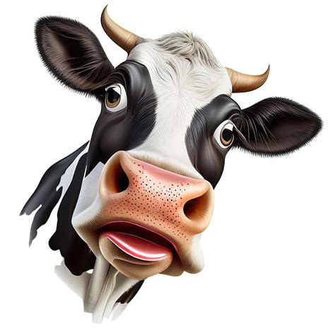 Funny Cow Face 4 Fabric Panel