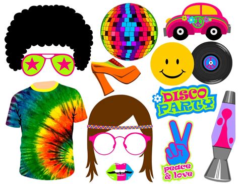 70s Hippie Digital Photo Booth Props Instant By Digitalphotobooth Foto