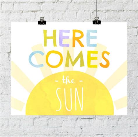 Here Comes The Sun. 8x10 Sunshine Typographic Children's | Etsy