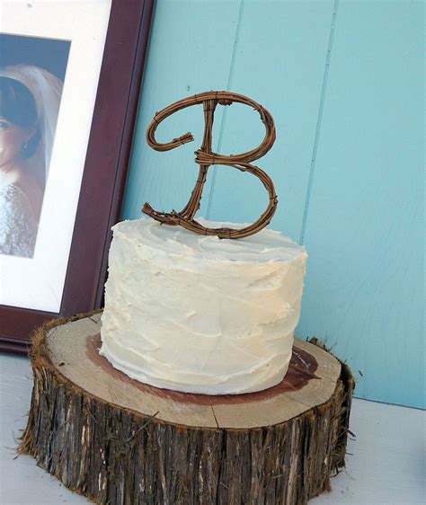 Rustic Cake Topper 4 Script Initial Any Letter Etsy Rustic Cake