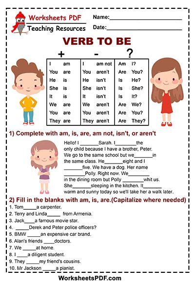 Am Is Are Worksheets Free English Grammar For Kids English Grammar