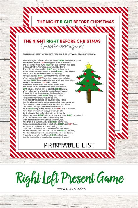 Printable Left Right Christmas Game It’s An Original Story That I Wrote