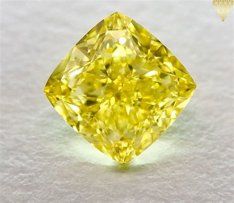 133 Carat Fancy Vivid Yellow Diamond Cushion Shape Vs1 Clarity Gia
