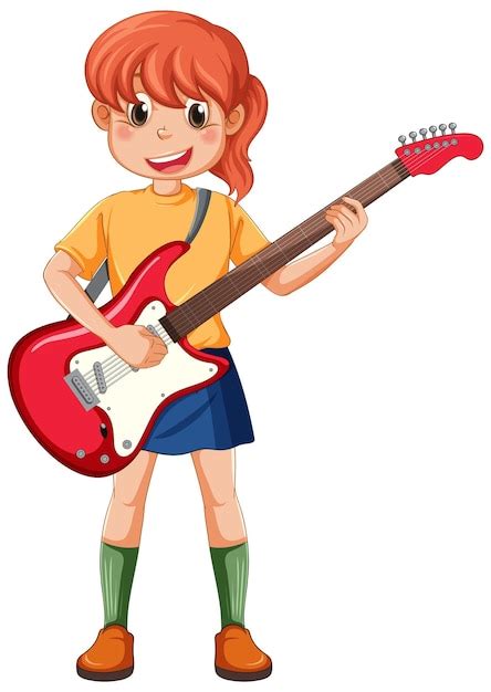 Free Vector A Girl Playing Electric Guitar