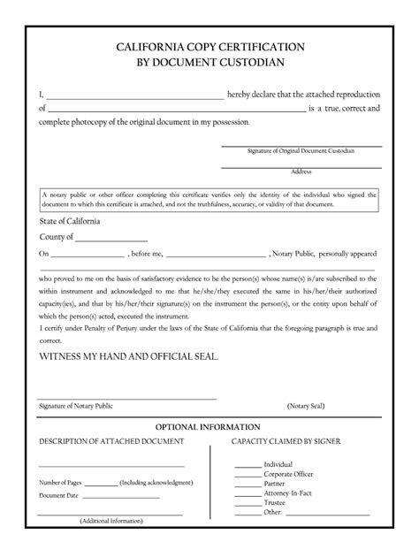 2015 Form Ca Copy Certification By Document Custodian Fill Online
