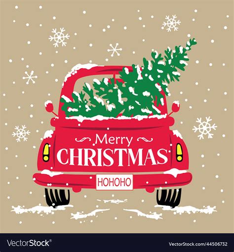Christmas Cute Red Truck Pattern Royalty Free Vector Image