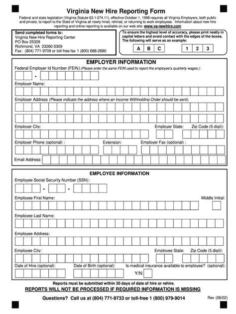 2002 VA New Hire Reporting Form Fill Online Printable Fillable Blank